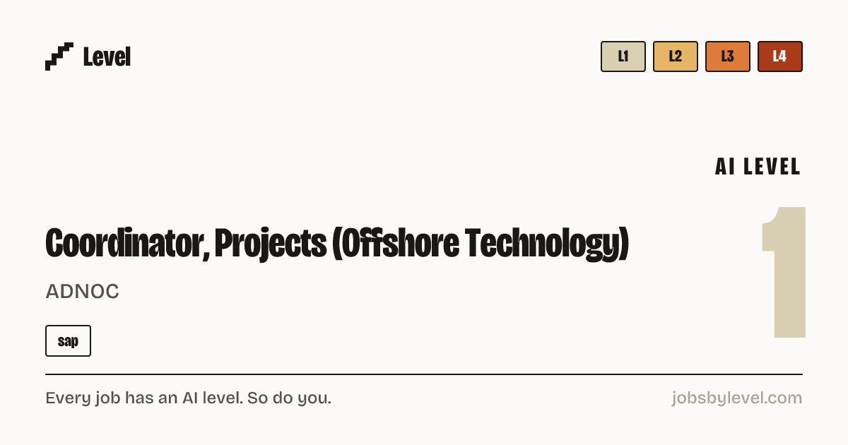 Coordinator, Projects (Offshore Technology) at ADNOC | Level